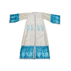 VTG Mandarin Oriental Kaftan Tunic Beaded‎ Dress Long Sleeve Pullover Yellow M